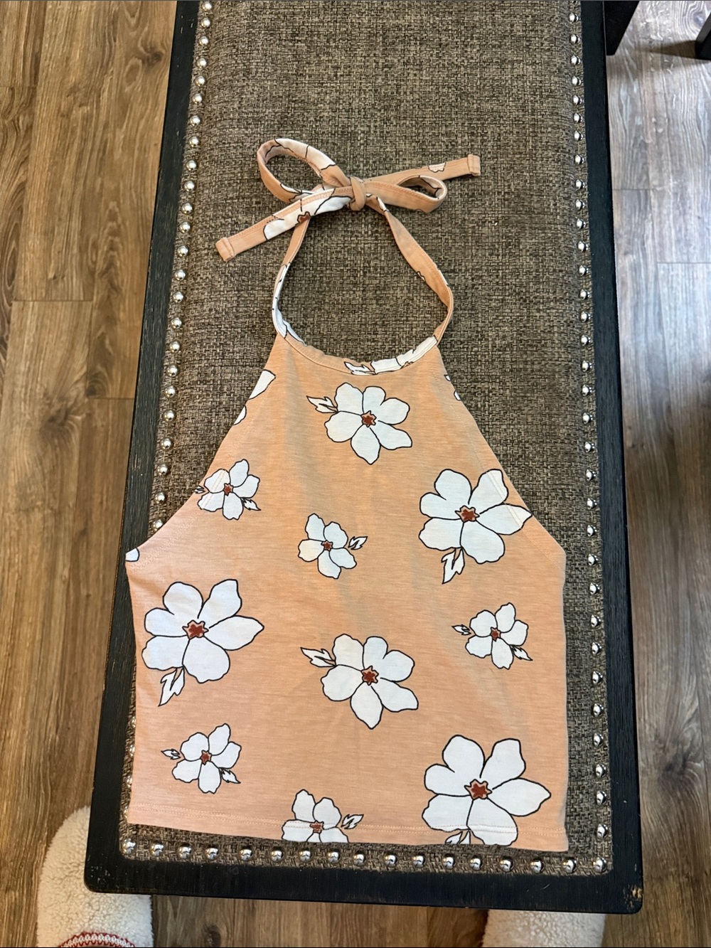 Forever 21 Peach and White Floral Halter